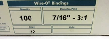 Spiral Binding Wire'O 27716 3:1" 7/16" 32 Loops DBL-O White 100 Per Box