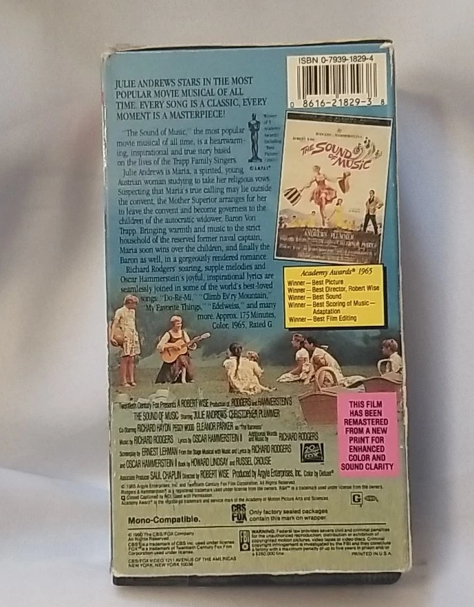 The Sound of Music VHS 1991 2-Tape Set RODGERS & HAMMERSTEIN 1965 - Image 2 of 3