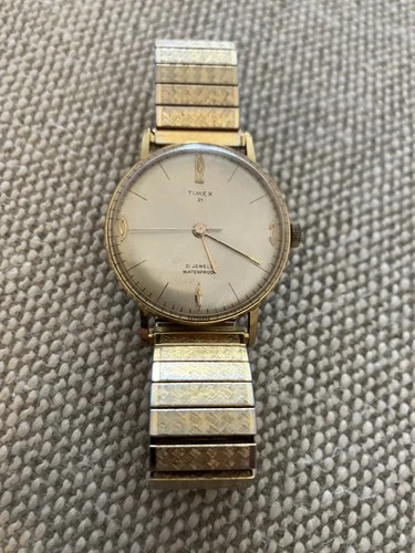 Vintage Timex Waterproof Hand Wind Mechanic 21 Jewels Wrist Watch, Works Great