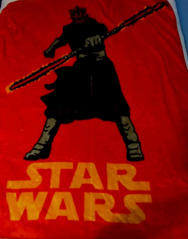 Vtg 90s Star Wars Darth Maul Plush Blanket Northwest Company Red Soft 50x60" - Image 2 of 4