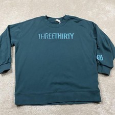 Lululemon Sweatshirt Womens 10 Green THREETHIRTY Graphic Crew Pullover Logo