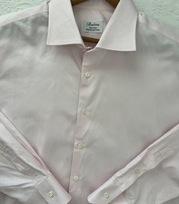 Stenstroms Mens Dress Shirt 18 46 Pink Twofold Cotton Fitted Body Luxury