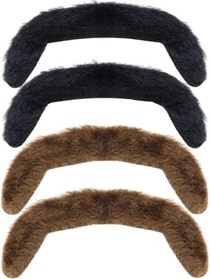 TCOTBE 4 Pcs 60s 70s Self Adhesive Fake Short Brown Mustache Black Handlebar... 