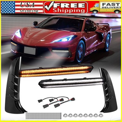 2x For Corvette C8 Stingray Convertible Coupe 2020-2023 Fog Lights DRL Turn Pair