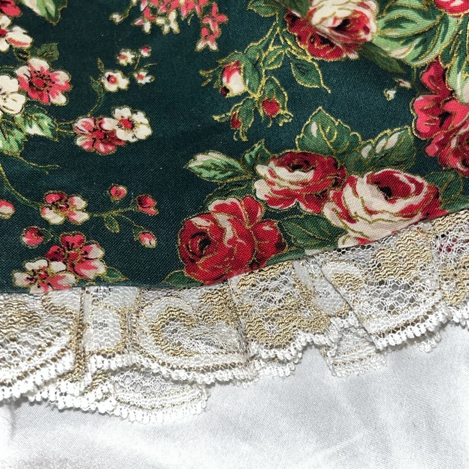 Vintage VTG Jolene Green Red Floral Gold Lace Victorian Christmas Dress 2T - Image 3 of 4