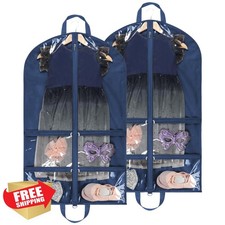 KEEGH 2pk Navy Dance Costume Garment Bags 40" w/ Pockets