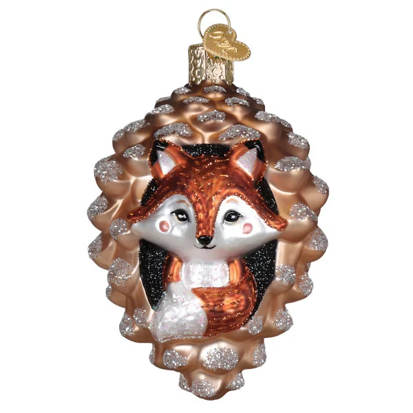 Old World Christmas PINEY FOX (12734) Glass Ornament w/ Box