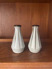 Denby Studio Stoneware Salt & Pepper Shakers Grey Speckled Vertical Line England