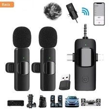 Basix 4in1 Wireless Lavalier Microphone iPhone Android 3.5mm Noise Canceling