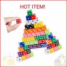 50 Pieces Colored Dice Set 16mm Standard Game Dices Acrylic 6 Sided Colorful Bul