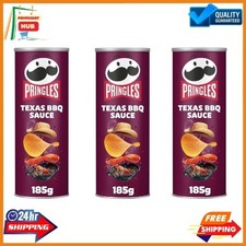 Pringles Texas BBQ Sauce Crisps 185g x3 – Smoky Crunchy Snack Tubes