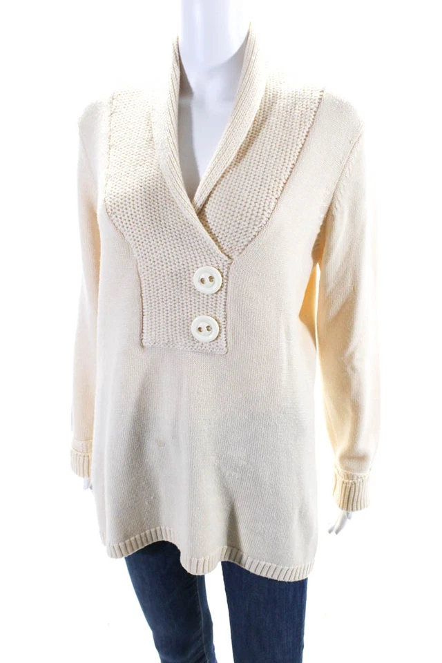 Женский пуловер Classiques Entier с воротником и длинными рукавами бежевый размер L - Изображение 2 из 4