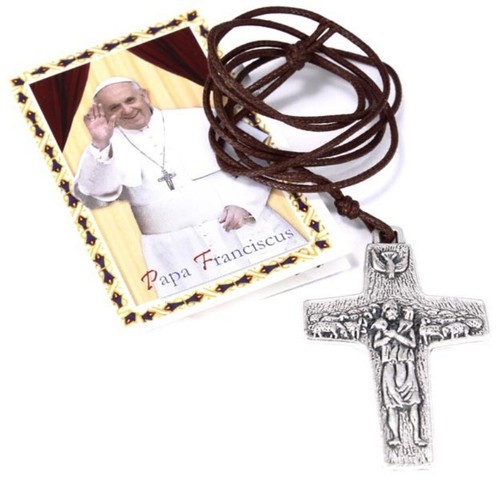 NEW AUTHENTIC POPE FRANCIS VEDELE PECTORAL 2" CROSS PENDANT ON BROWN CORD - Picture 3 of 3