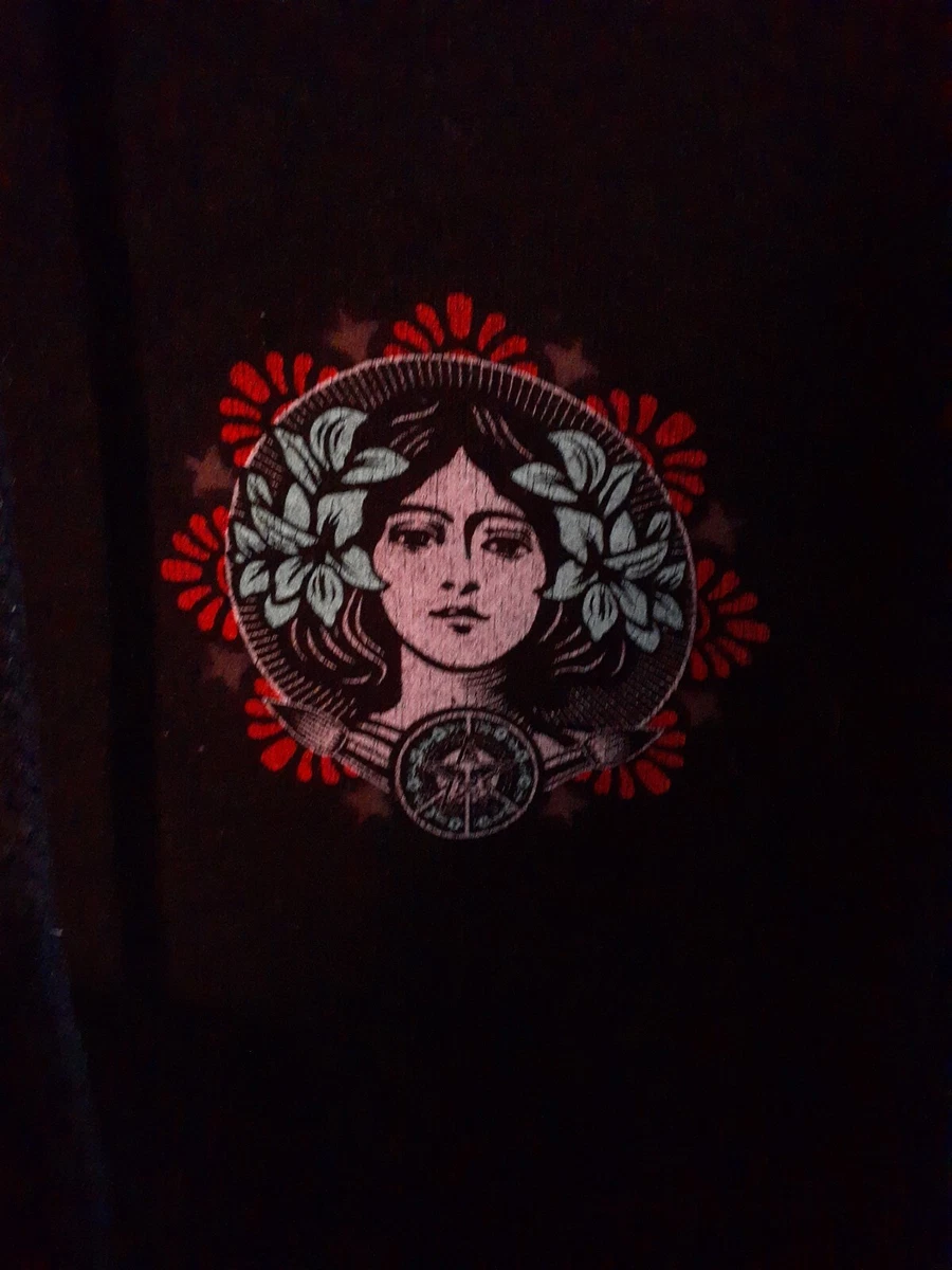 OBEY Make Art Not War Hoodie Sweatshirt Womens Small Pullover Long