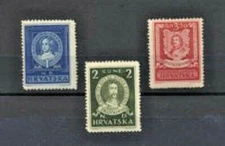 CROATIA # 56 - 58 Mint NH Complete 1943 Set of three Catherine Zrinski stamps