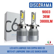 LED Auto Lampade Fari Coppia 9003 C6 Moto Kit Lampadine 36W Luce Bianca 6000k - Miniatura 1