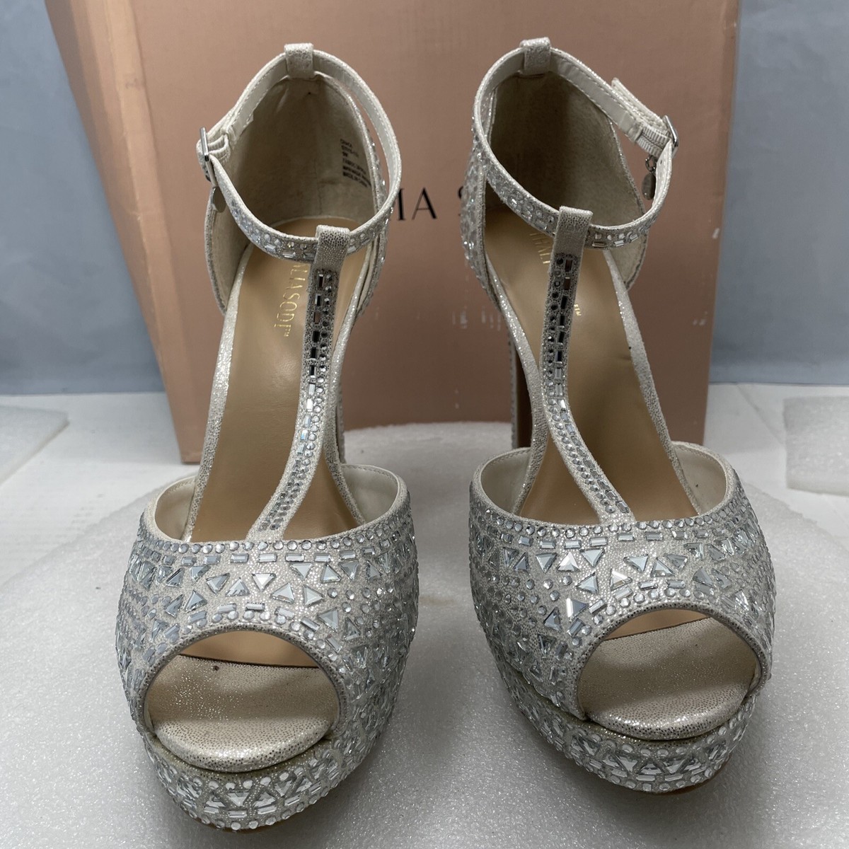 Thalia Sodi Chace Embellished Platform Pumps, Silver, Women Size