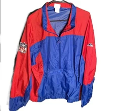 Rare Vintage APEX ONE New York Giants 1/2 Zip Pullover Windbreaker Jacket 90s XL