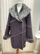 Libra Designer Ladies Size 16 Warm - Fully Lined Faux Fur Coat/collar Excellent
