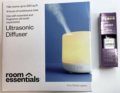 Ultrasonic Oil Diffuser White Made by Room Essentials with Lavender Oil NEW 