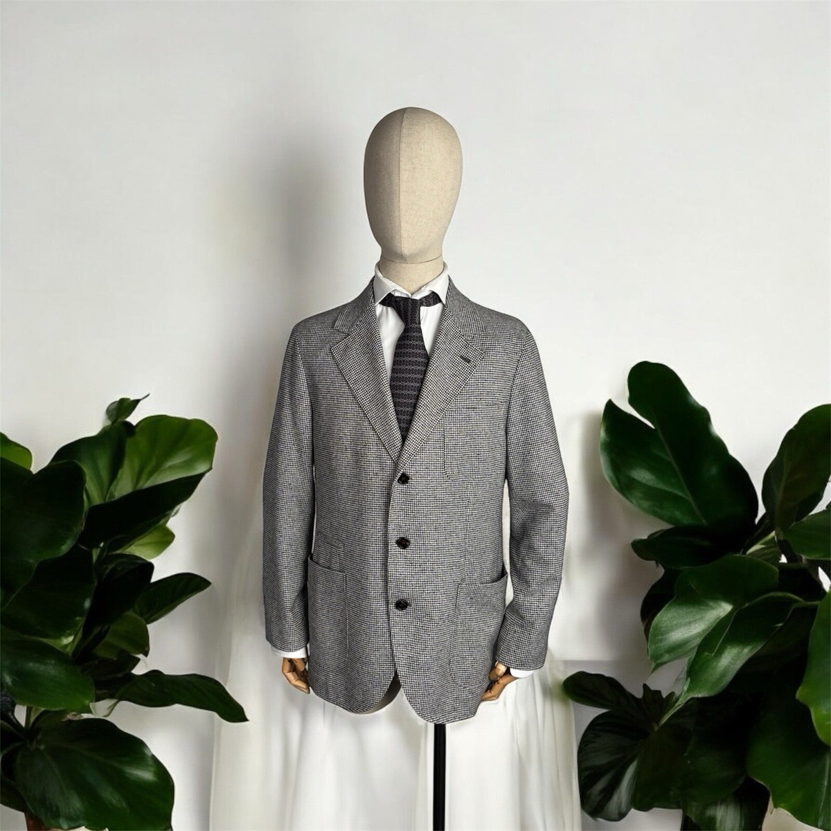 Brunello Cucinelli Houndstooth Wool-Cashmere Blazer Gray