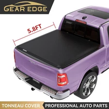 5.8FT Soft Tonneau Cover Roll-Up for 2014 - 2018 GMC Sierra Chevy Silverado 1500