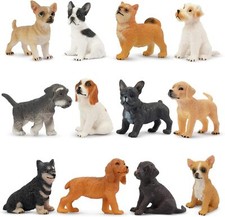 TOYMANY 12 Stück Mini Hund Tierfiguren, Realistische Hunde-Figuren Spielzeug-Set