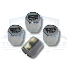 4pc Jeep Grill Premium Abs Plastic Chrome Tire Stem Valve Caps Official Licensed