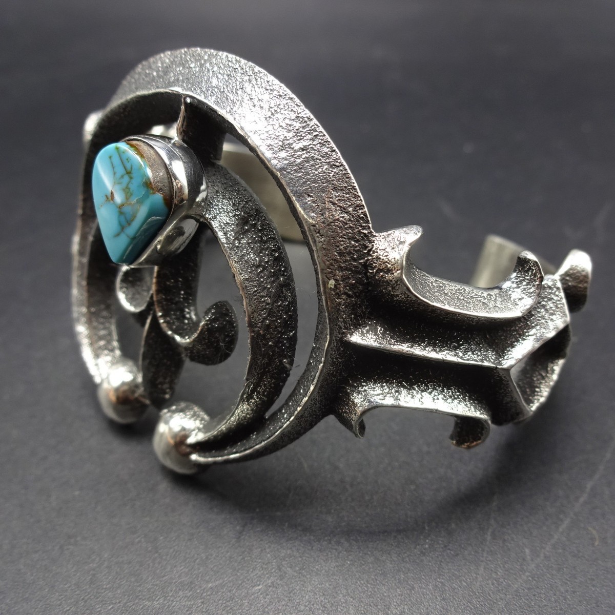 AARON ANDERSON Navajo TUFA CAST NAJA Sterling Silver TURQUOISE