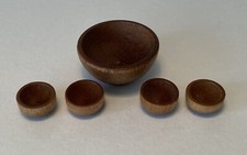 Vintage Miniature Hand Turned Wooden Bowl Set