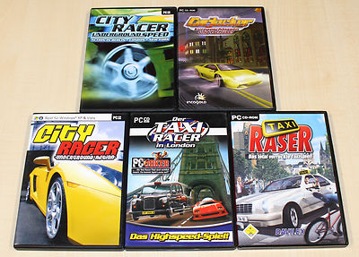 5 PC SPIELE SAMMLUNG RACING RENNSPIELE TAXI RACER CITY RASER LONDON CAR JACKER