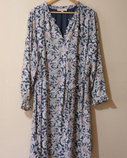 Loft Navy Floral Print Flowy Shift Dress w/ Lining Women's Pluse 20 #H3-12