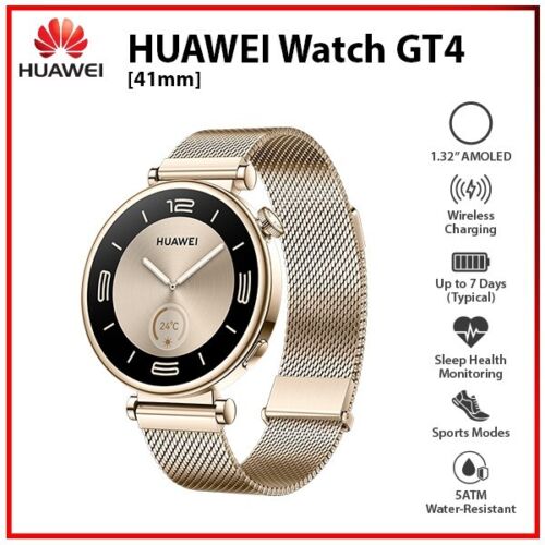 NEW Huawei Watch GT 4 41mm GOLD 1.32" AMOLED Bluetooth iOS Android Smartwatch - Picture 1 of 6