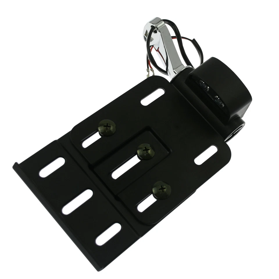 Noir Support plaque d'immatriculation avec lumière LED pliante montage latéral - Photo 4/4