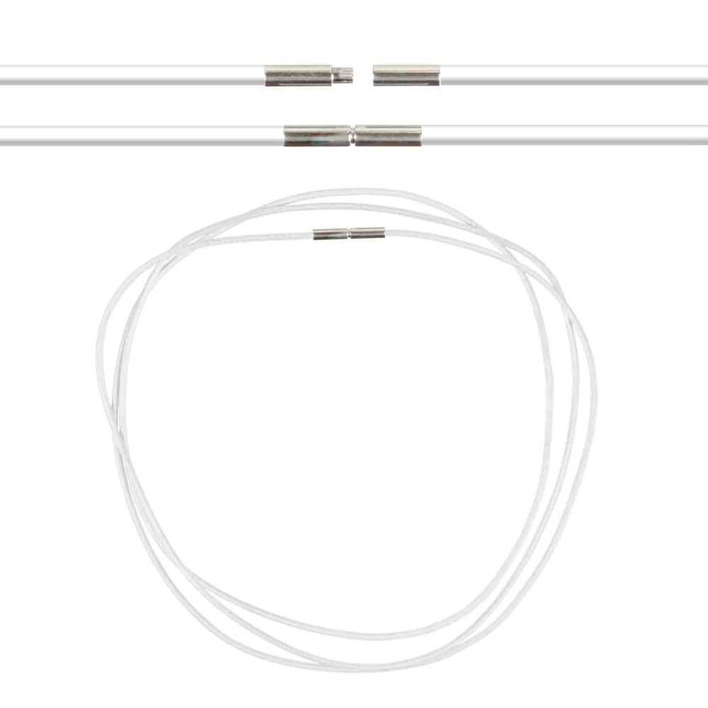 Cordon en cuir de chevreau véritable blanc de 58 cm avec fermoir baïonnette haut de gamme