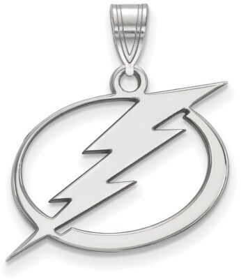 10k White Gold NHL LogoArt Tampa Bay Lightning Large Pendant