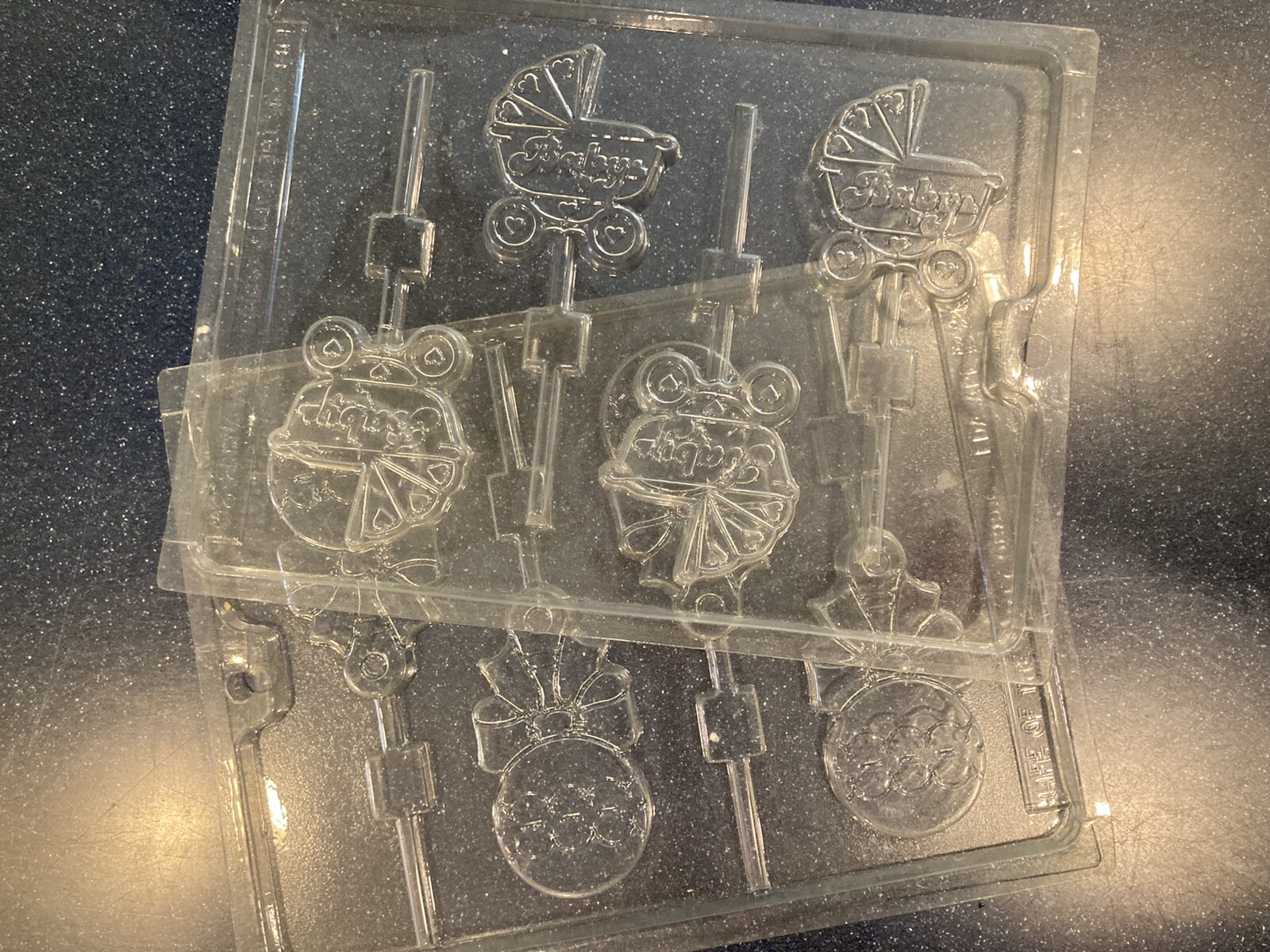 Set of 2 LOLLIPOP CHOCOLATE CANDY MOLD BABY SHOWER FAVORS rattle and carriage