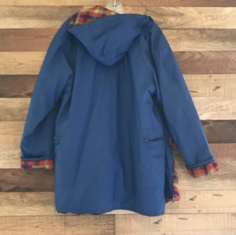 Totes Women s Water Resistant Flannel Lined Blue Rain Jacket Size Medium