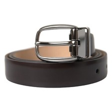 DOLCE & GABBANA Belt Dark Brown Leather Silver Metal Buckle s.110cm /44in 450usd