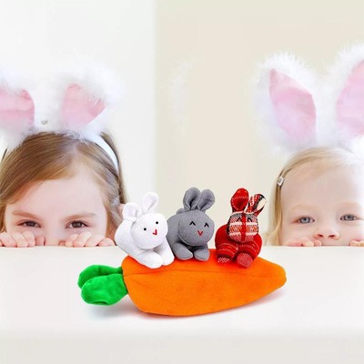 Easter 3 Rabbits into Carrot Purse Bag plush toy N5Q8