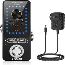 LEKATO Looper Effect Pedal Guitar 40 Mins 9 Slot Record Tuner Loop + DC 9V Power