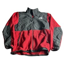 The North Face Denali Jacket Youth XL Red Gray Long Sleeve Fleece Full Zip