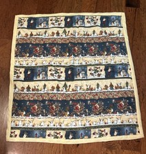 Handmade Christmas Panel Lap quilt Throw 36  X 41  Snowman Santa Theme GUC