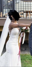 Allure Couture Wedding Dress Size 6 Tailored Ivory Beaded Lace Mermaid Gown