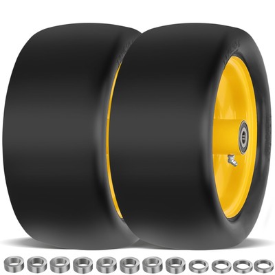 13x6.50-6 Flat Free Lawn Mower Tires 2 Pcs with 3/4'' Bearing for Zero Turn