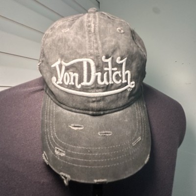 Von Dutch Gray Distressed Logo Baseball Cap Adjustable One Size Unisex Adults