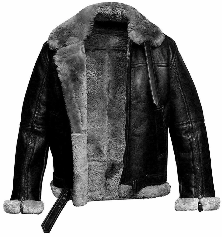 Men’s Black RAF B3 Aviator Jacket | Real Leather Shearling Pilot Bomber