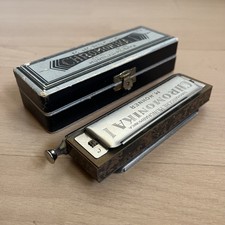 Vintage Hohner Chromonika I Germany Harmonica Pre-WW2 Cased Burl Wood
