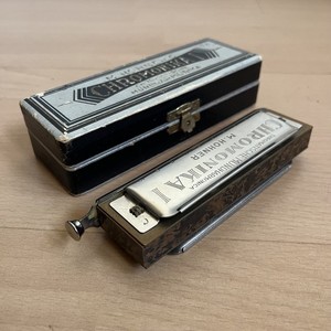 Vintage Hohner Chromonika I Germany Harmonica Pre-WW2 Cased Burl Wood
