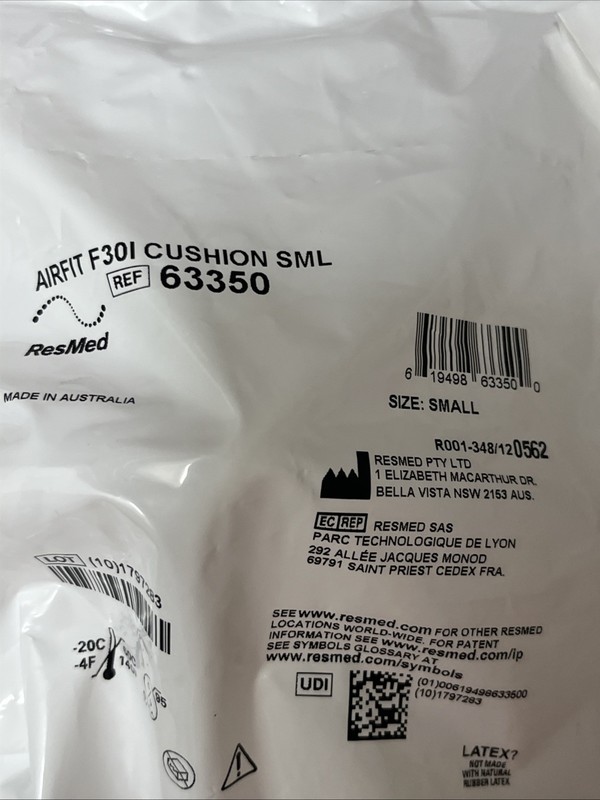 LOT of (4) NEW ResMed AirFit F30I Cushion SMALL Size 63350 Sealed Packages